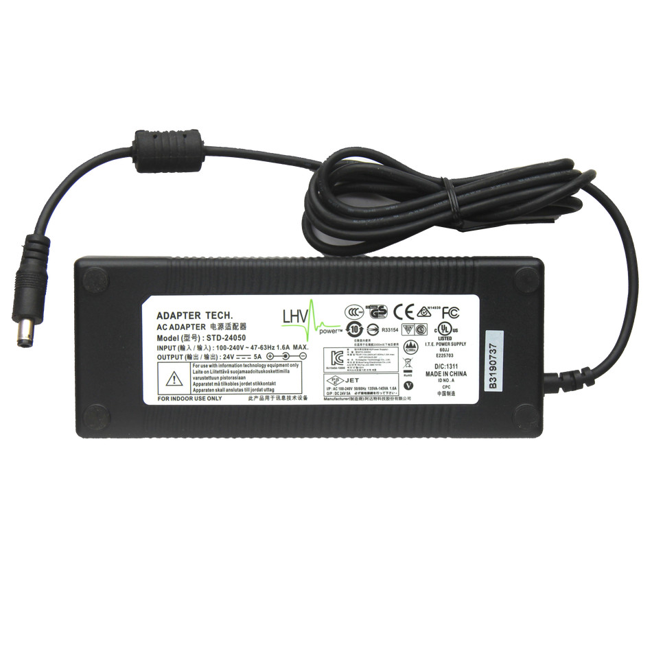 New LHV 24V 5a 5.5 x 2.5mm power supply 120W STD-24050 LCD MONITOER ac adapter - Click Image to Close